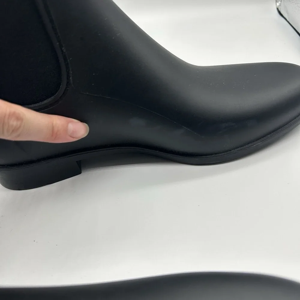 Sam Edelman Women's 7 Glossy Black Tinsley Chelsea Rain Boots Waterproof